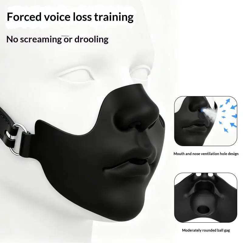 1Pcs Black Resin Half Face Mask With Adjustable Buckle Strap And Realistic Human Face Design For Halloween Cosplay Costume Party