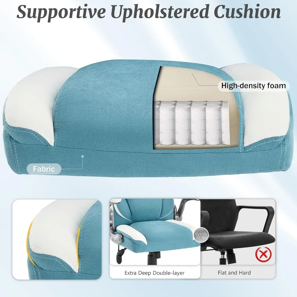 كرسي مكتب من القماش الكبير والطويل بوزن 500 رطل مع دعم قطني قابل للتعديل، مقعد عريض جدًا لكرسي المكتب التنفيذي شديد التحمل، Bre