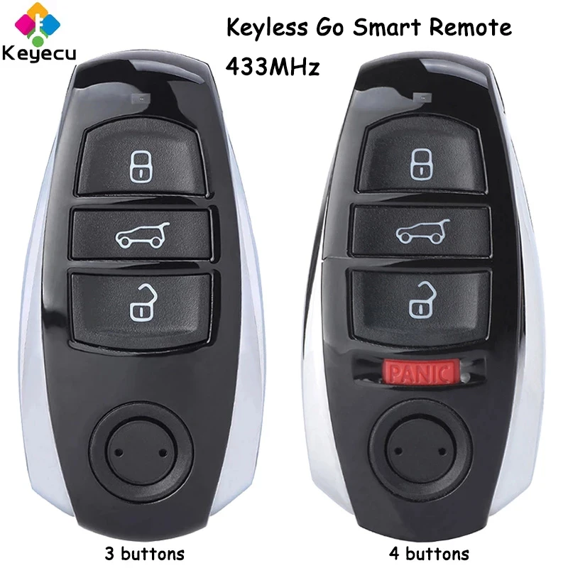 

KEYECU Keyless Go Smart Remote Control Car Key Fob 3 4 Buttons 433MHz for Volkswagen Touareg 2011 2012 2013 2014 2015 2016 2017