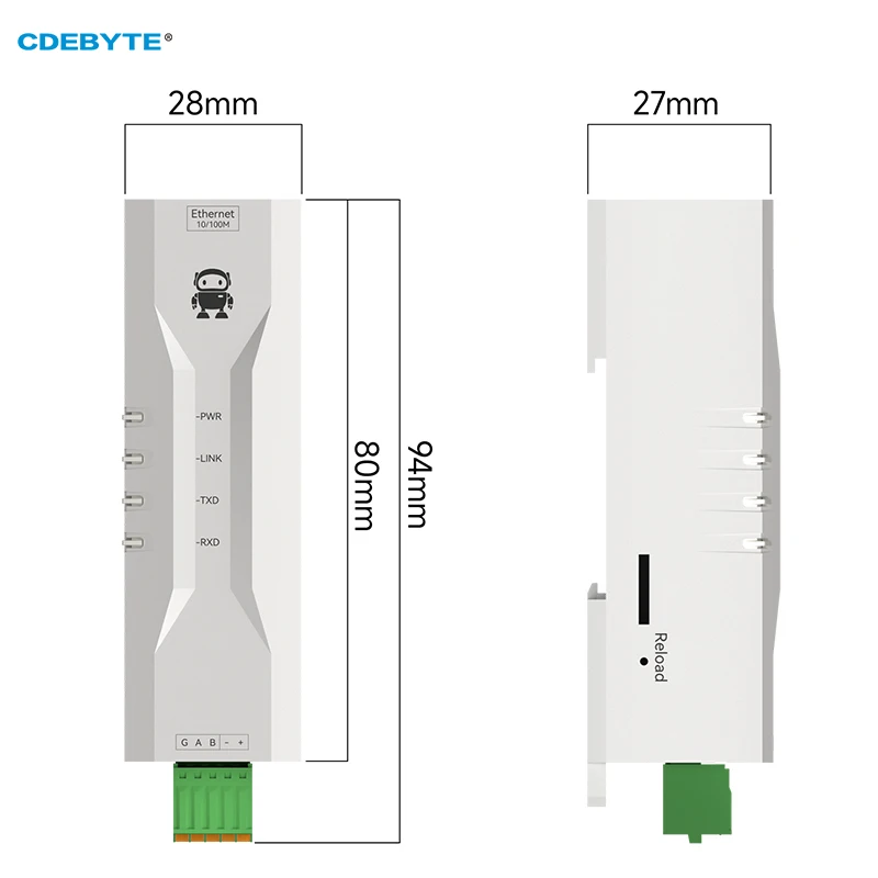 RS485 to Ethernet Serial Server DC 8-28V CDEBYTE NE2-D11 Ultra Small Volume MQTT IOT Communication ModBus Gateway TCP/IP to RTU