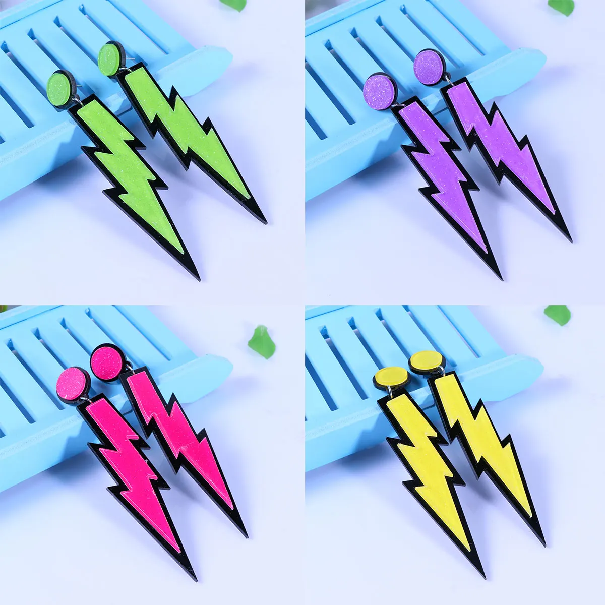 

4 Pairs Acrylic Earrings Women Studs Trendy Temperament Lady Japanese Version Fashion