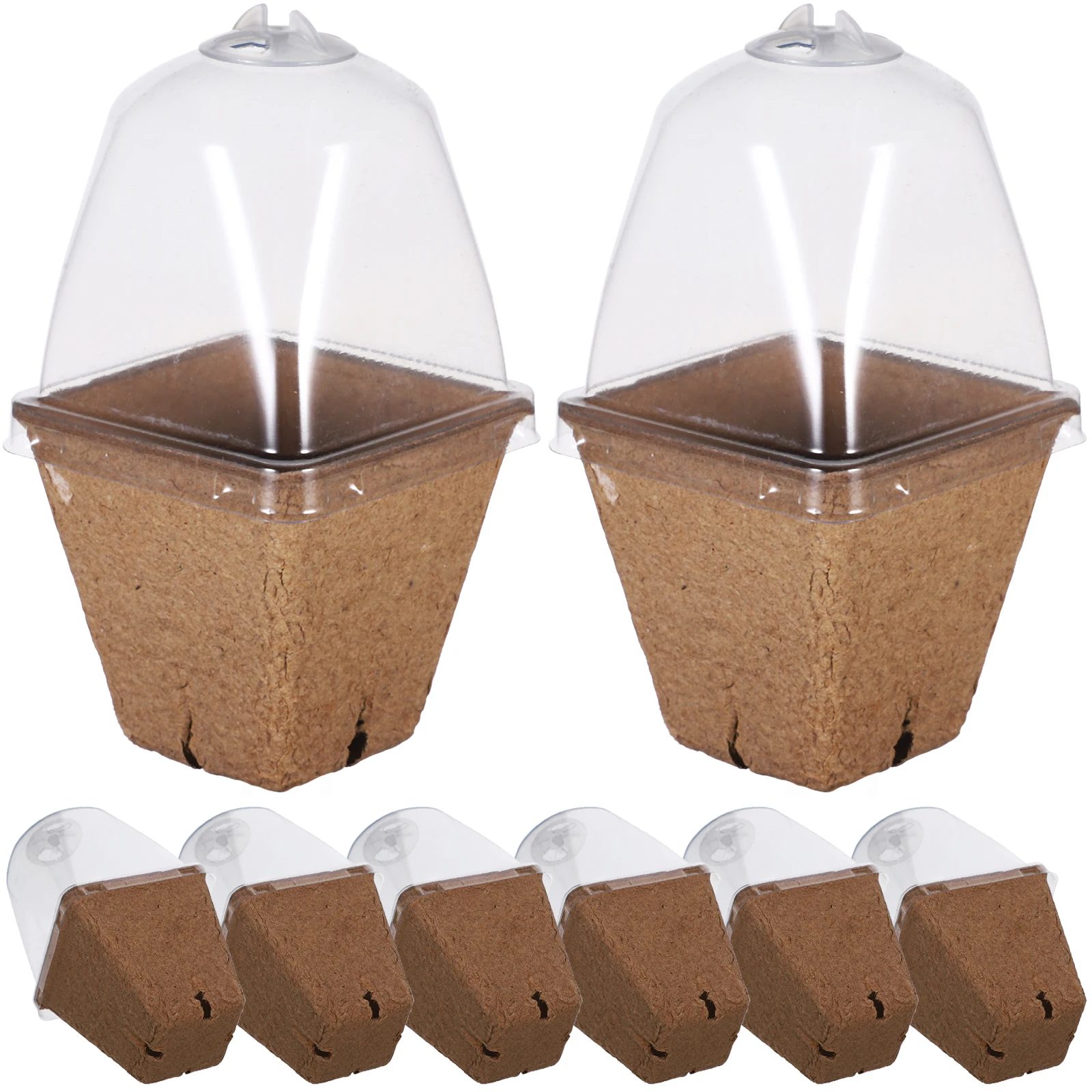 

20pcs Seed Starter Pots With Dome Lids Paper Nursery Pots For Succulent Planting Indoor Outdoor Garden Use Drainage Holes