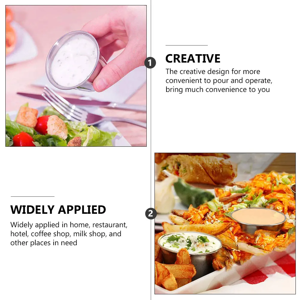 

12 pcs Stainless Steel Sauce Cups 70ml Dipping Dishes for Salad Condiments Kitchen Supplies Easy Clean Corrosion for Family