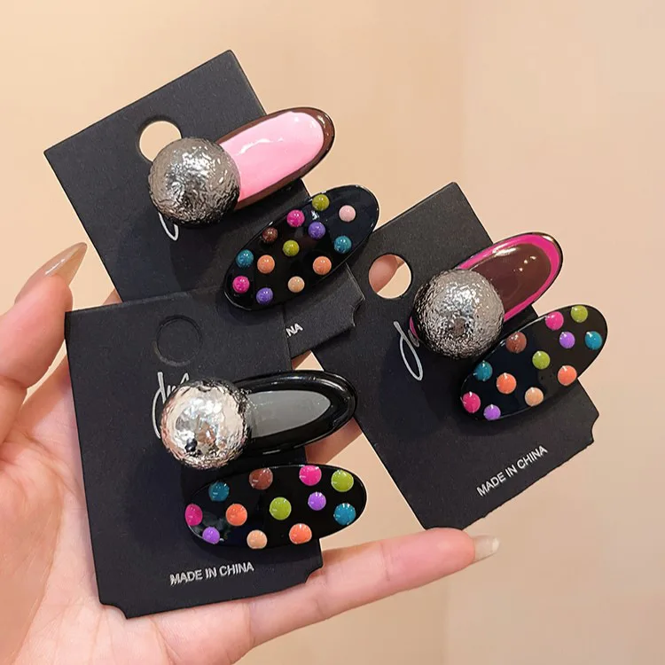 

Gentle Glazed Polka Dot Duck Bill Hair Clips Korean Style Side Bangs Accessories Nonslip Durable for Women Everyday