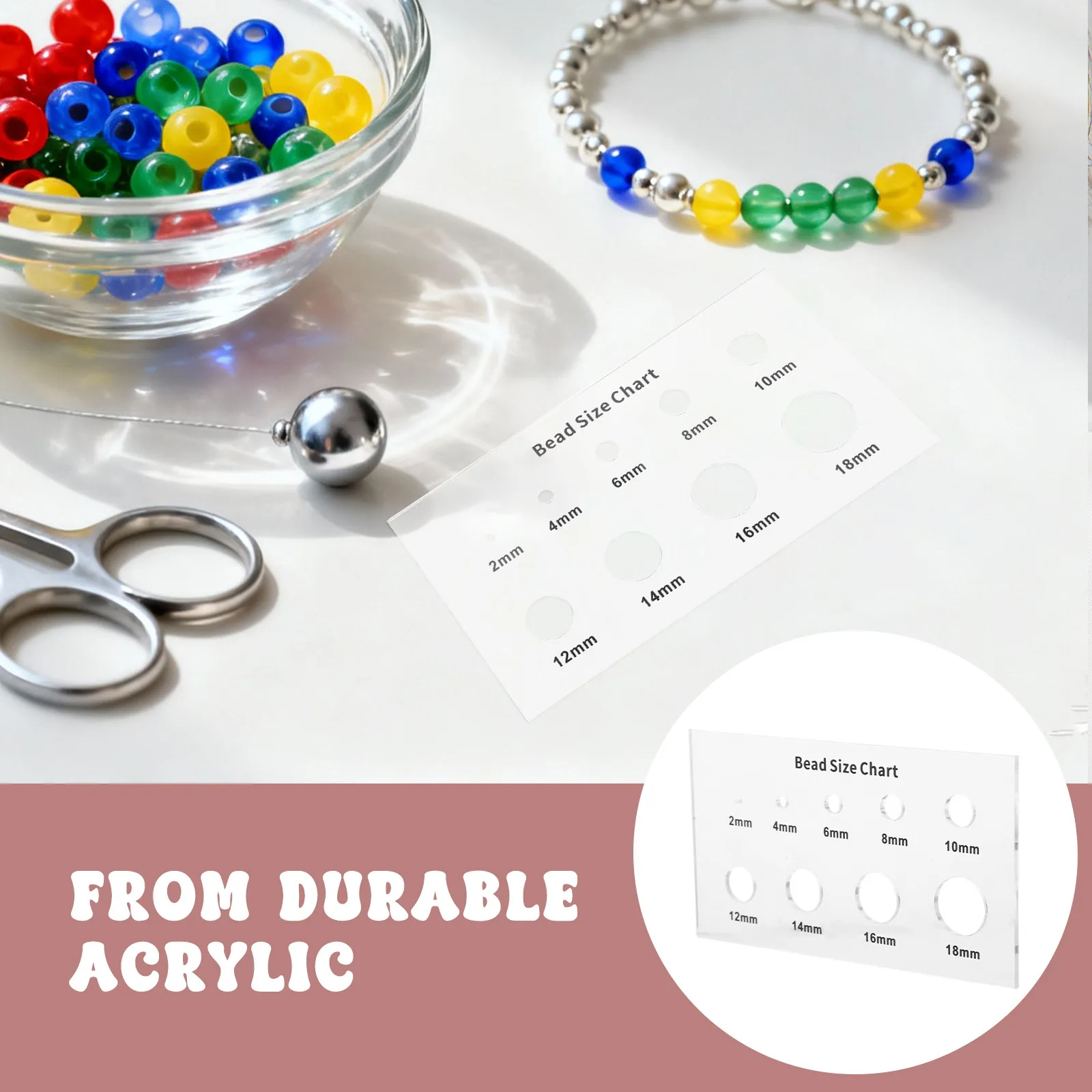 

Acrylic Bead Sizer Tool 2 4 6 8 10 12 14 16 18Mm Jewelry Making Ruler Bead Size Template Board Accurate Craft Measuring