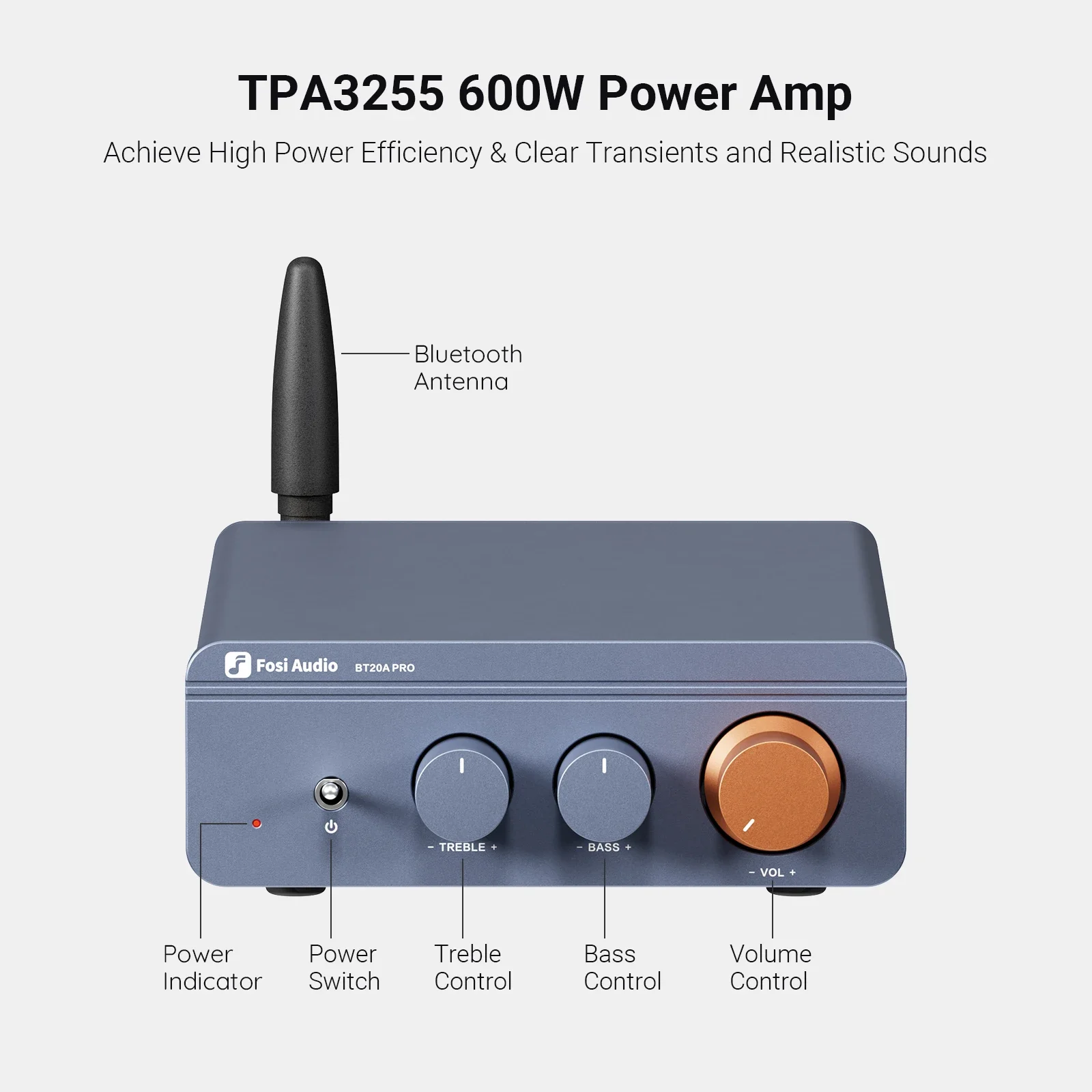 Bluetooth 5.0 two-channel power amplifier with high bass adjustment high power amplifier