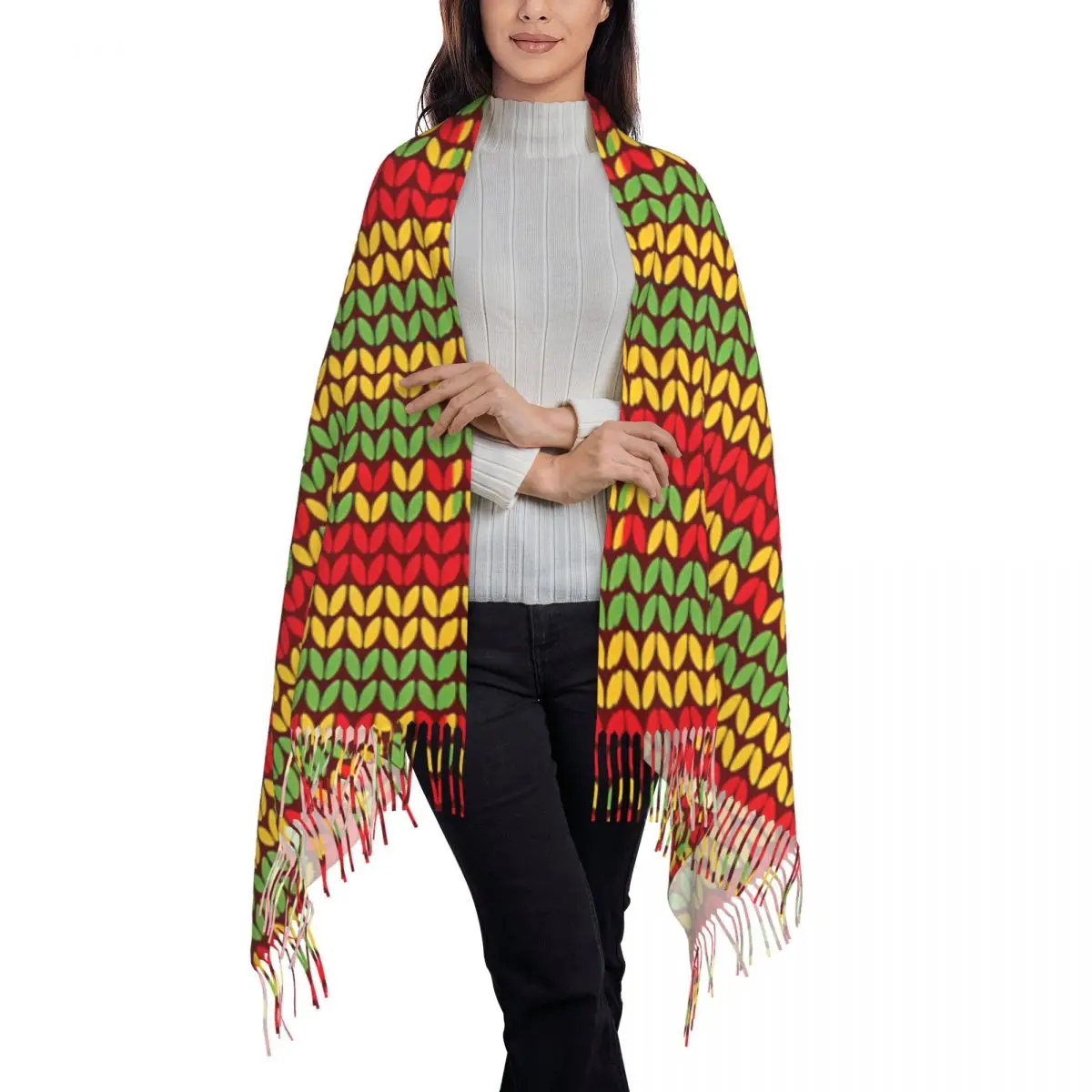 Lenço feminino com borla Reggae Active Rasta Sound Grande xale super macio e envoltório para presentes Lenços Pashmina