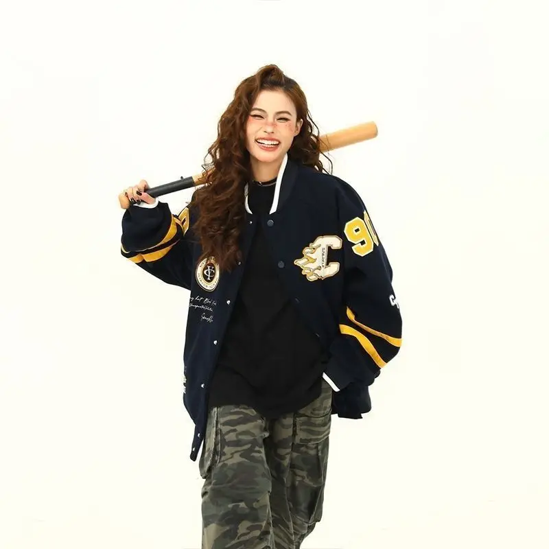 

Baseball Jackets Brown Womens Fishbone Blacktweed Skinny Students Teenager Teens Girls College Preppy Campus Varsity Sporting OL
