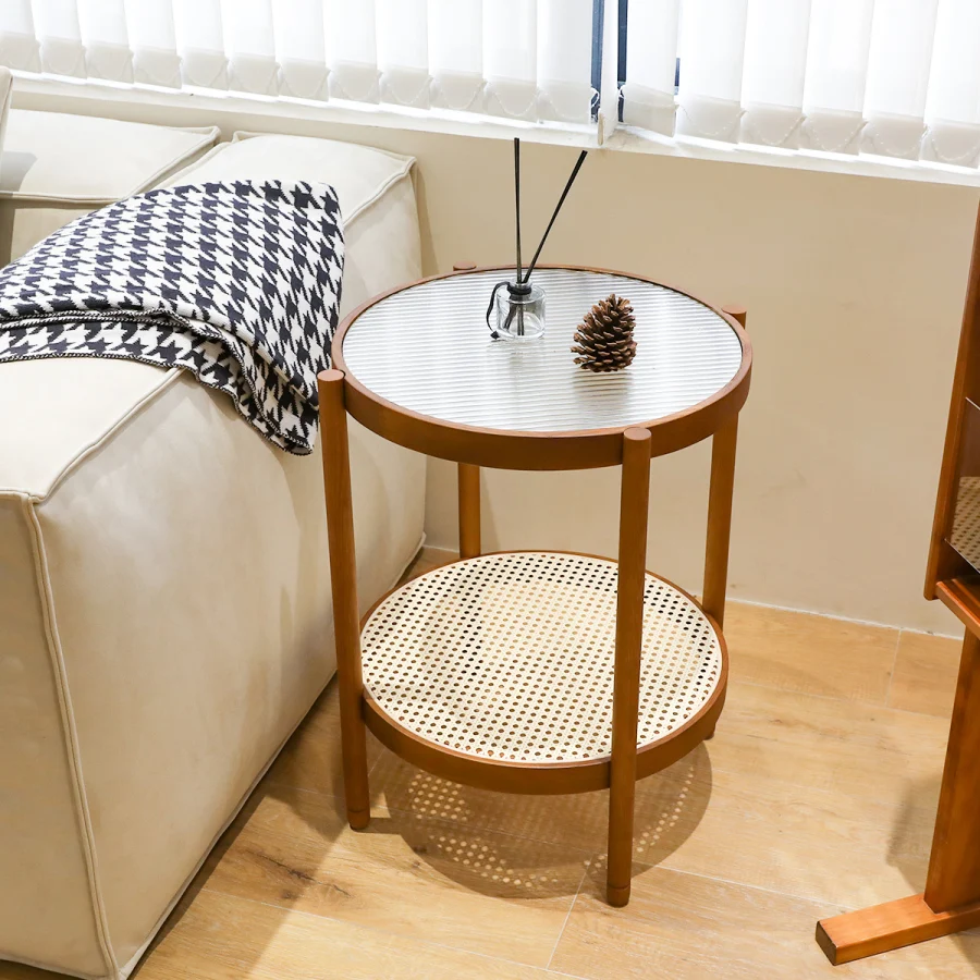 

Modern Farmhouse Living Room Coffee Table Set Stylish and Elegant Nesting Round Wooden Table Side End table set for Living Room