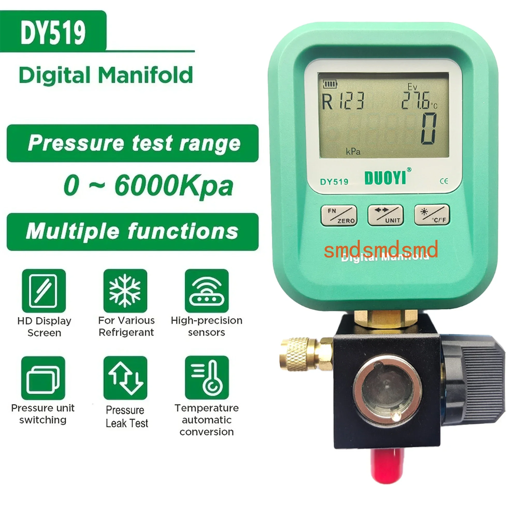 

DY519 Digital Air Conditioner Fluoride Meter: Air Conditioner Fluoride Filling Refrigeration Maintenance Pressure Gauge