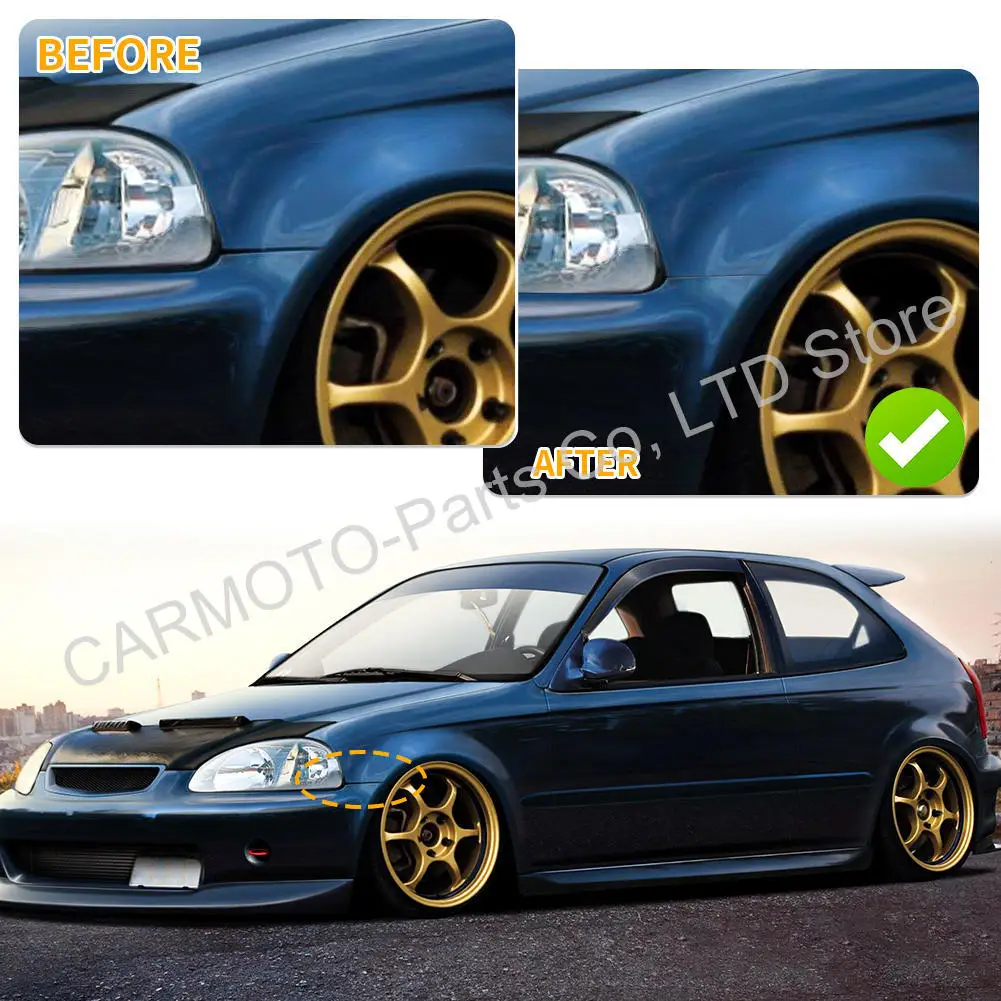 Für 1996-2000 Honda Civic EK Hatchback Coupé Vorderer und Hinterer Stoßfänger-Hebesatz mit Befestigungsmaterial – Detail 5