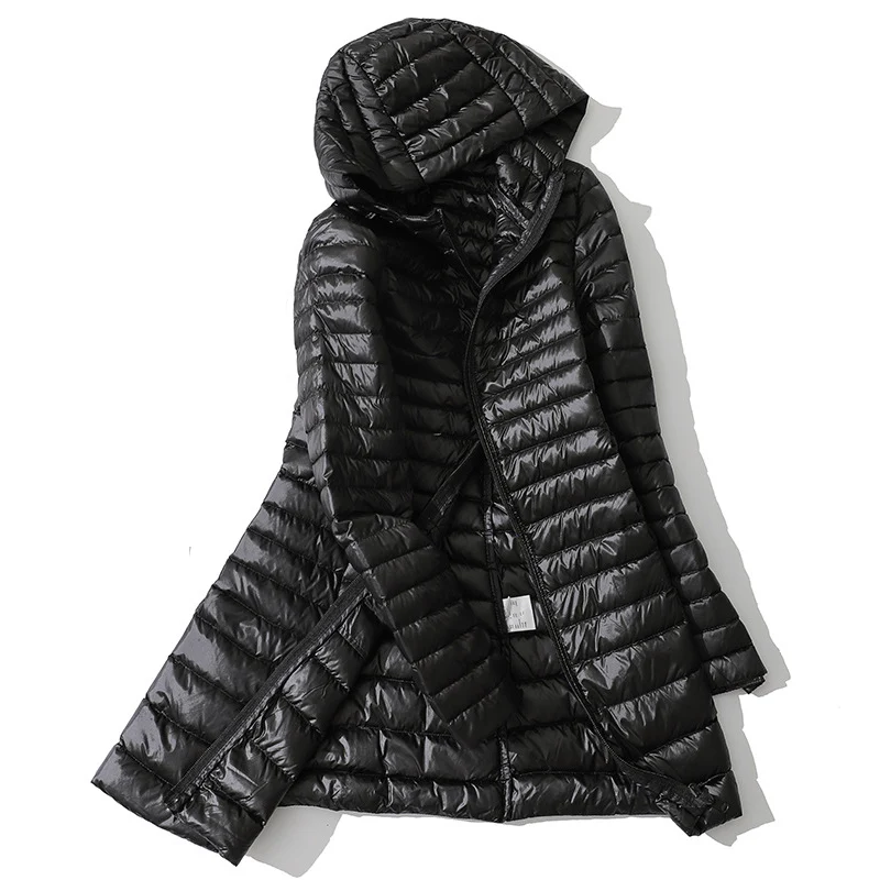 0-10℃ Autumn Hooded Duck Down Jackets Women Winter Ultralight Portable Long Puffy Down Coat Female Feather Quilted Parkas 6XL