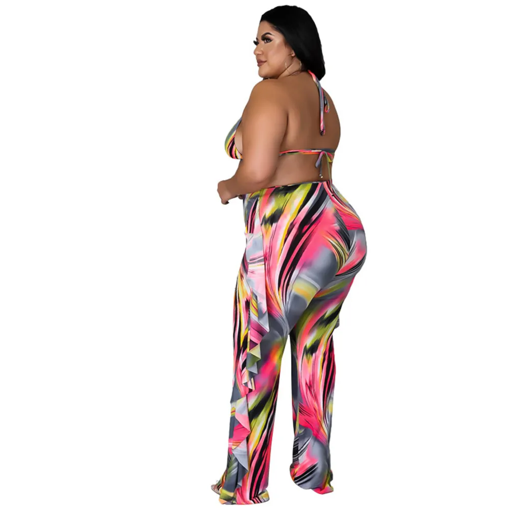 Wmstar bikini Plus Size zestawy 3xl 4xl 5xl 3 sztuka zestaw kobiety hurtownie Sexy plaża elastyczny pas druku pasujący zestaw Dropshipping