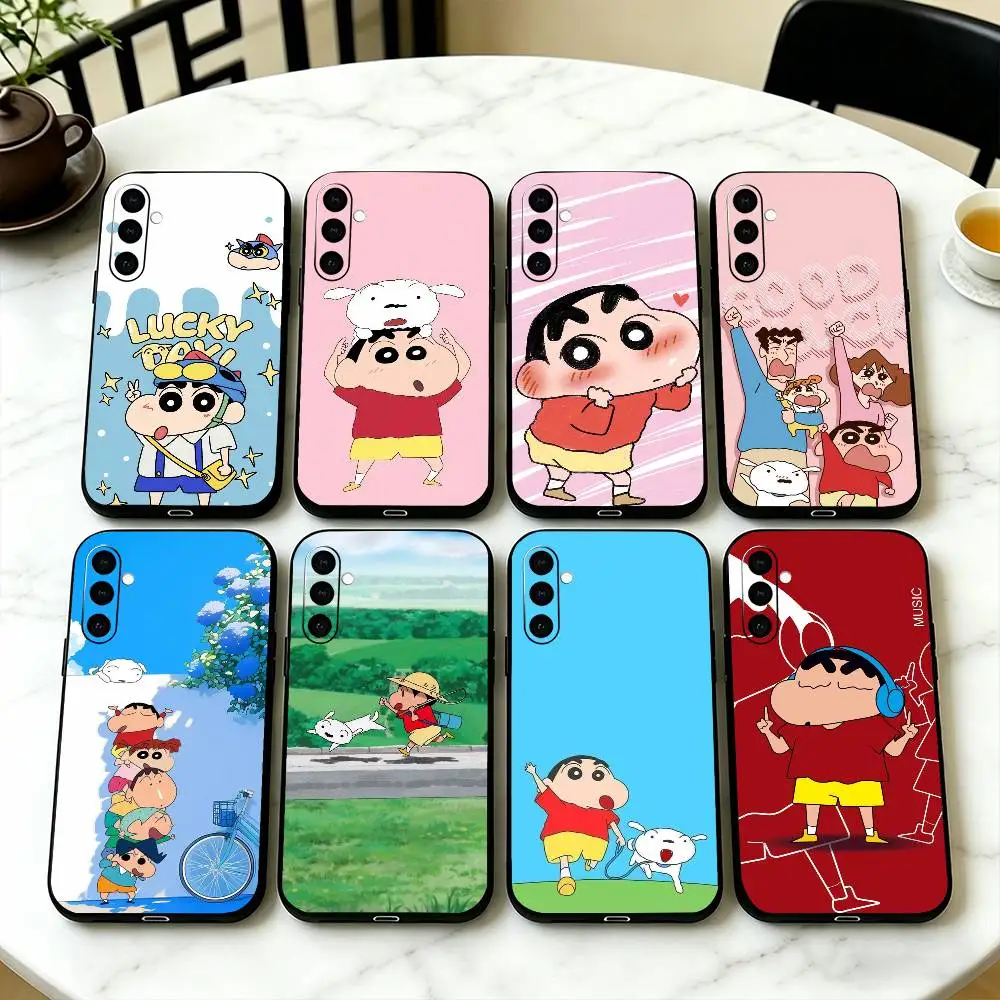 Cartoon S-Shin N-Nohara Phone Case Black Silicone Soft For Samsung Galaxy A73,A72,A71,A70,A53,A52,A51