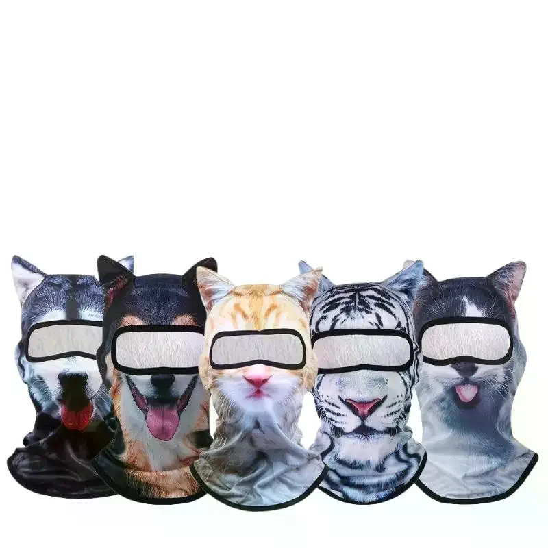 1 szt. Kominiarka zwierzęca na motocykl, motocross, narty, snowboard, czapka 3D z kotem, kominiarka narciarska, maska zakrywająca całą twarz, kaptur.