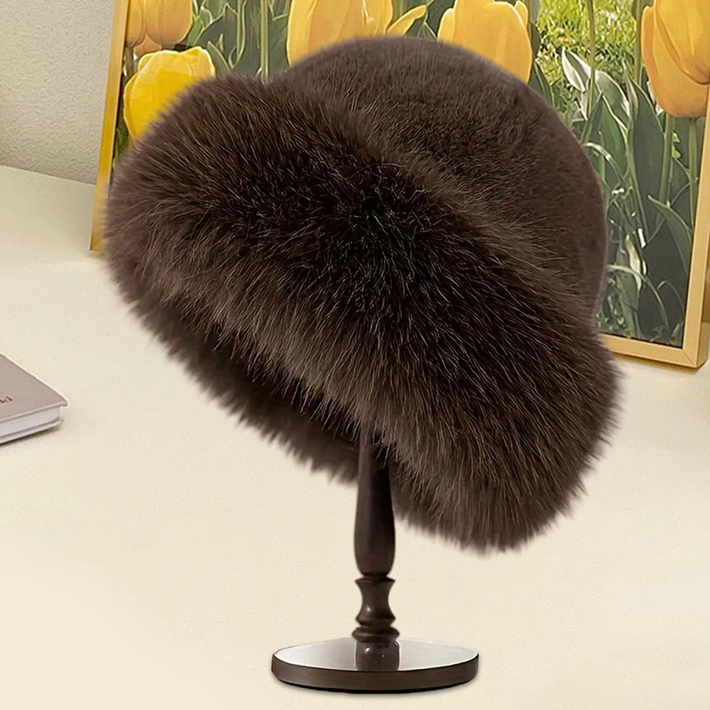 1pc Dames Winter Warm Dames Winterhoed Pluizig Dames Emmerhoed Pluche Vissershoed Verdikte Koude Sneeuw Panamahoed