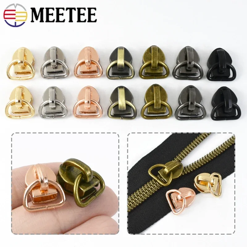 

10-50Pcs Meetee 5# Zipper Sliders for Nylon Zippers D Ring Decorative Zips Puller Head Bag Clothes Coat Jacket Repair Accessory