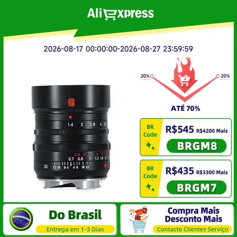 【 Do Brasil 】 7Artisans 35mm F1.4 APS-C Lente de retrato de câmera sem espelho para Sony E A6400 A6700 A6000 ZV-E10 7 Artisans 35 1.4