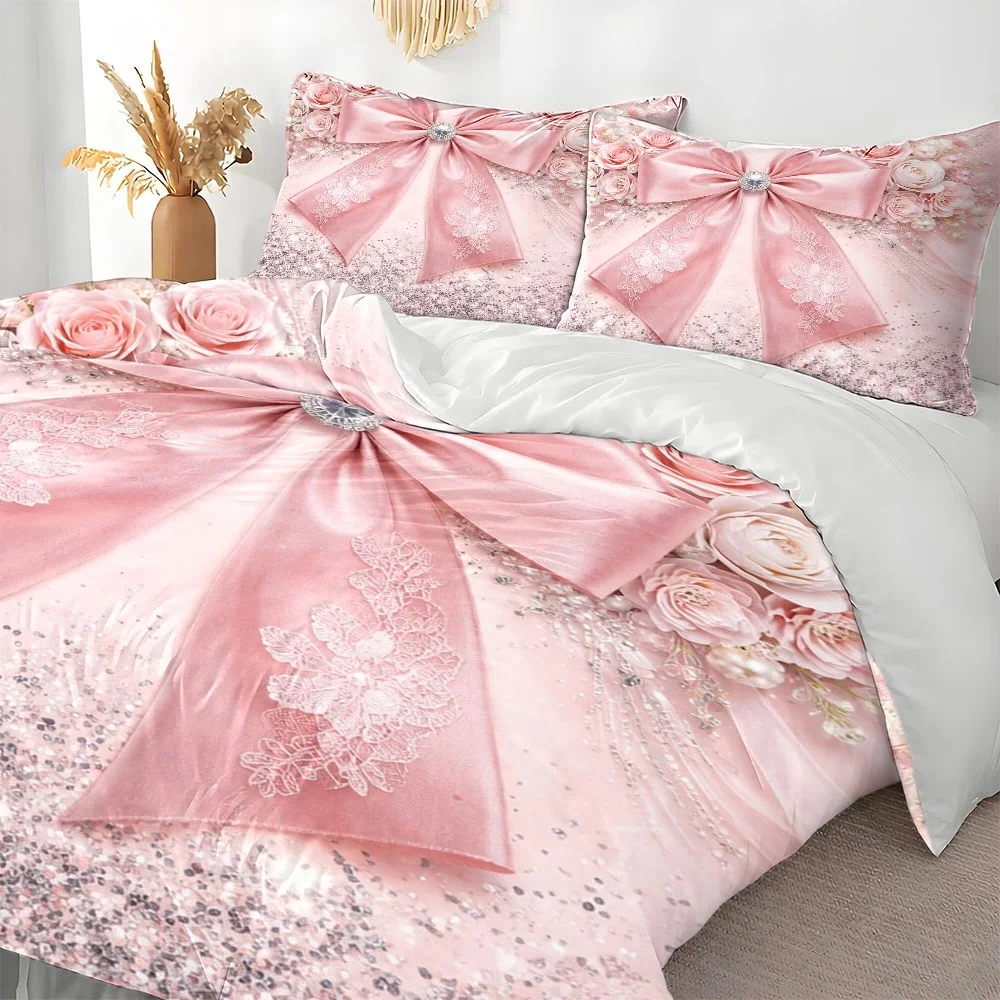 3Pc 2D Flat Butterfly Duvet Cover Set, Bedding Three-Piece Set (1*Duvet Cover + 2*Pillowcases), Comforter Sets Quilt Cover Bedding Set Breathable Polyester Invisible Zipper Machine Washable