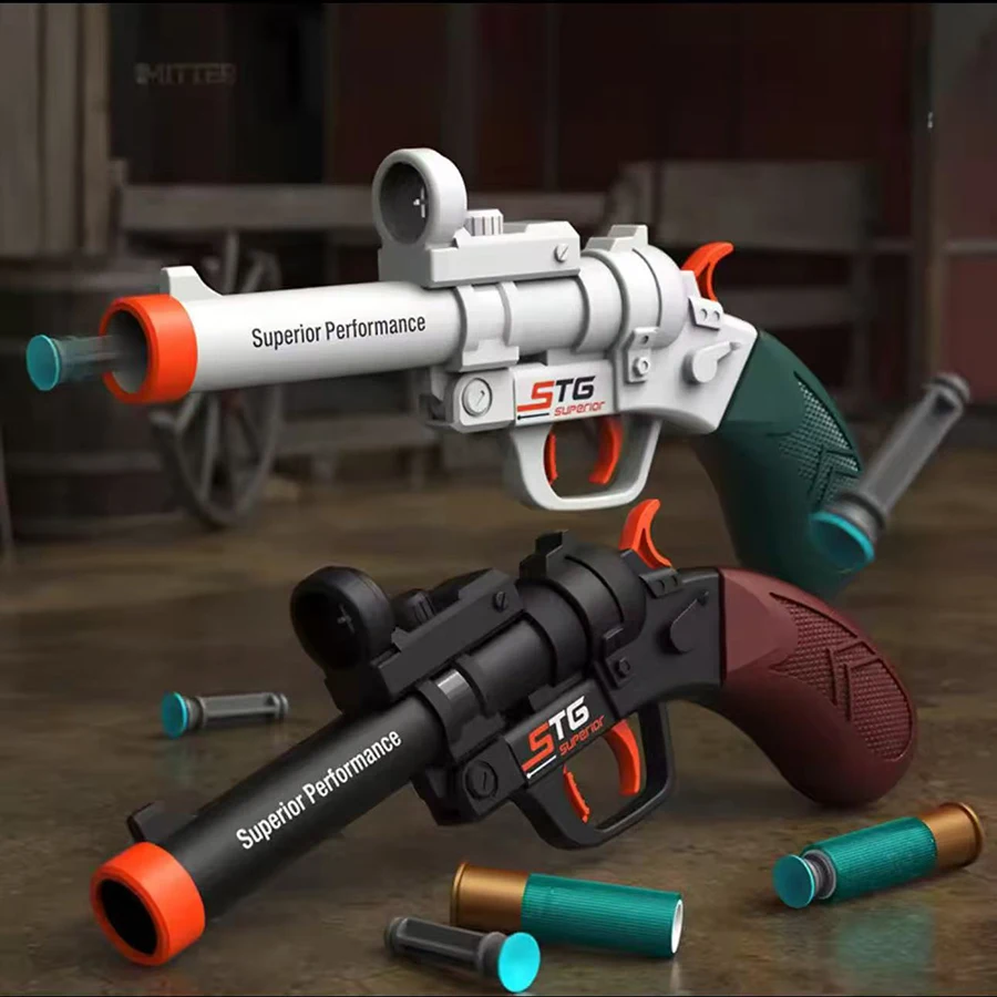 1pc Toy Pistol Bullet Ejection Launcher Children Toy Short Gun Boys Small Pistol Nostalgic Outdoor Play Toy For Children Gift