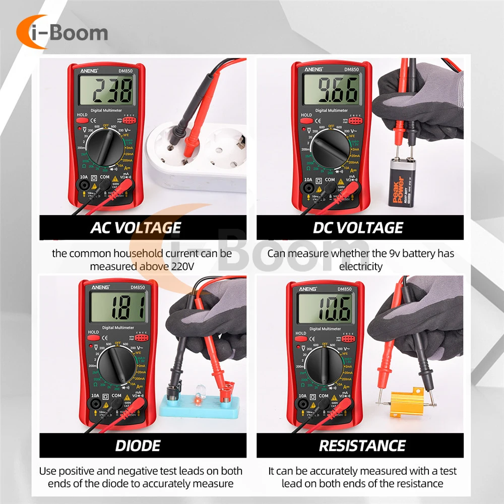 ANENG multimeter ledes Digitális kijelző Elektromos Hangszerelés Magas légnyomású levegő Alaposság feszültség curren ohmmeter Áramszaggató riasztó