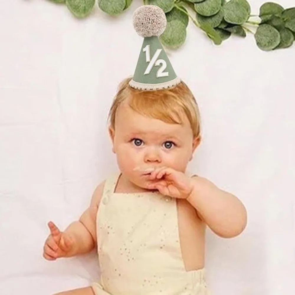 New Sweet Birthday Hat Handcrafted Pom Pom Neutral Color Pom Pom Birthday Hat Princess Birthday Hat Children's Party
