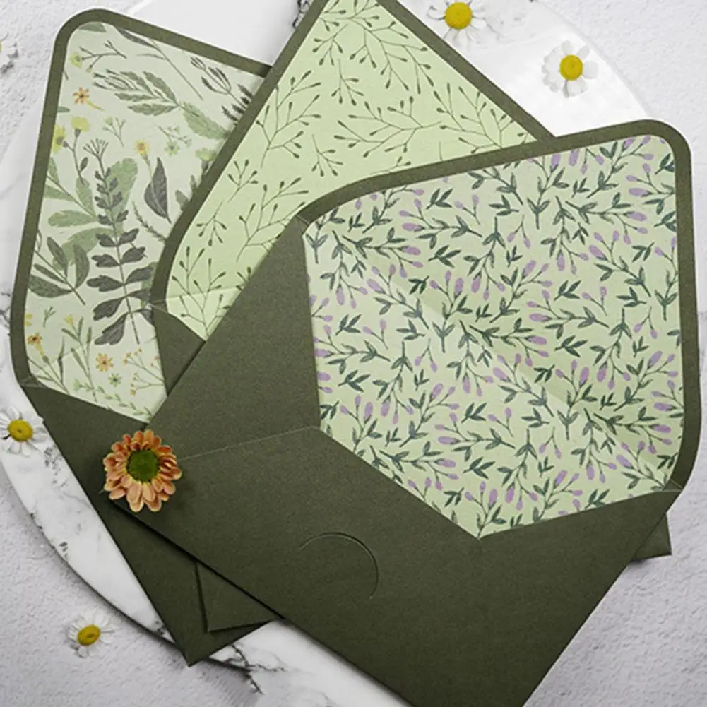 Amplop berpola unik amplop bisnis alpukat hijau pinggiran emas elegan untuk kantor surat pemeriksaan faktur segel sendiri