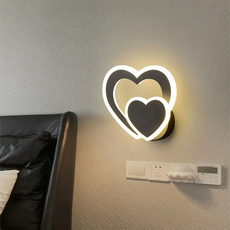 Modern Nordic Wall Lamp for Bedroom Living Room Study Corridor Simple Led room decor light Bedside Lamp with Heart-shaped Design