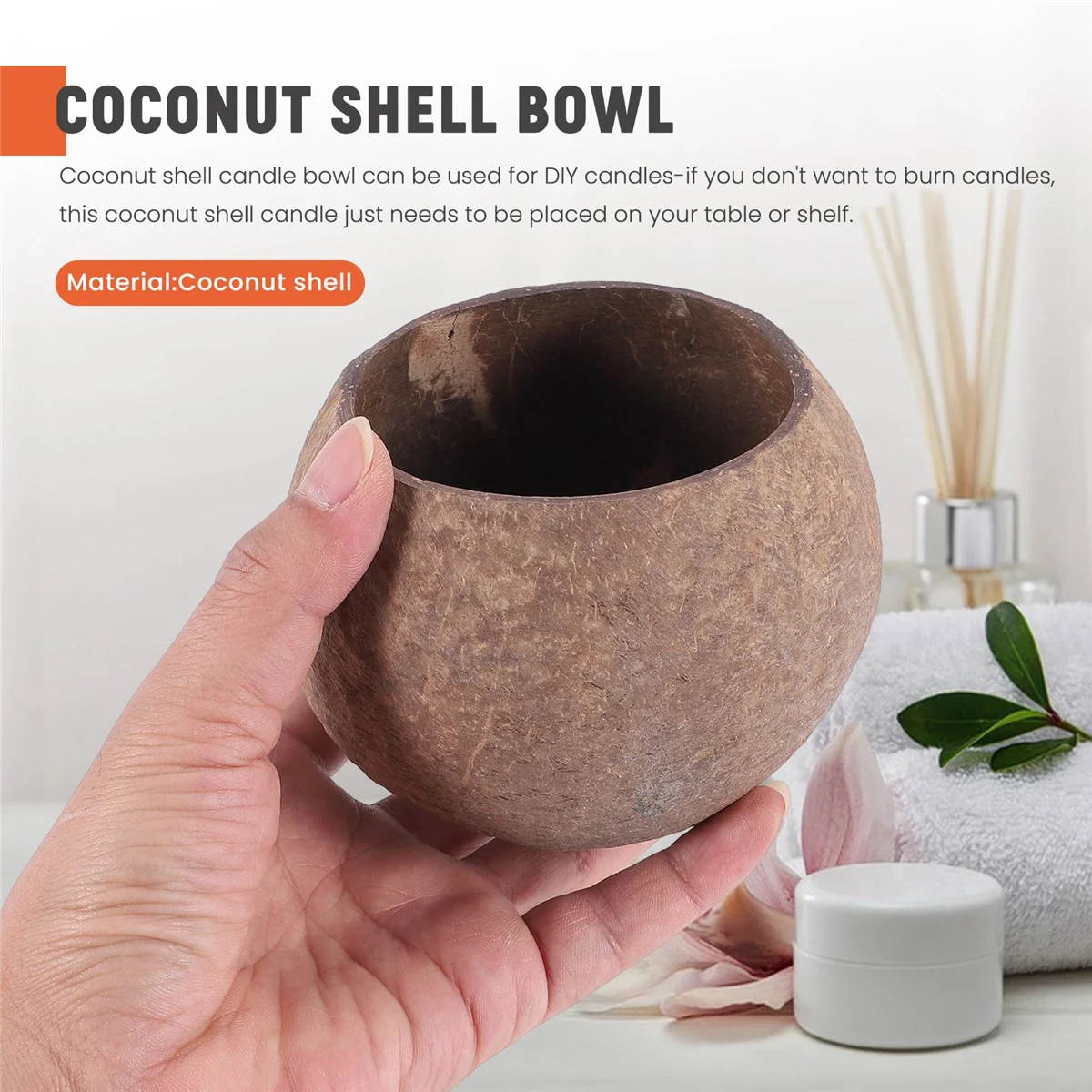 Can Pouring Candle Coconut Shell Bowl,Coconut Shell,Coconut Wood Bowl, Decoration Bowl,Storage Bowl