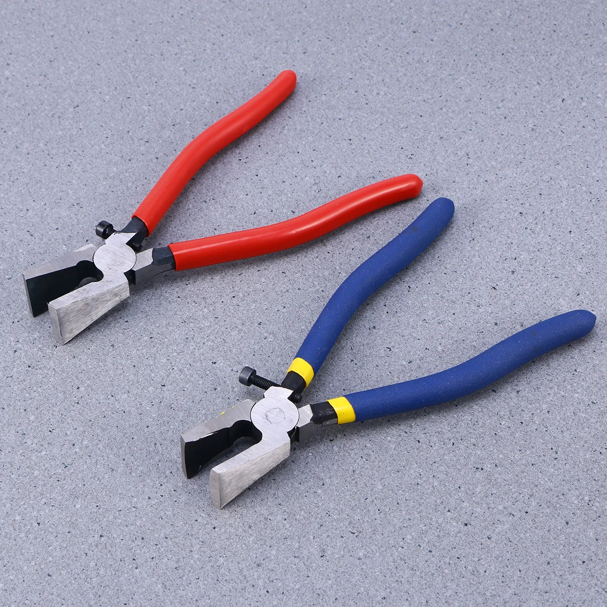 

200Mm Flat Nose Glass Pliers Red Handle Adjustable Screw Pressure Key Fob Cutter Tool Glass Fusing Breaking Pliers