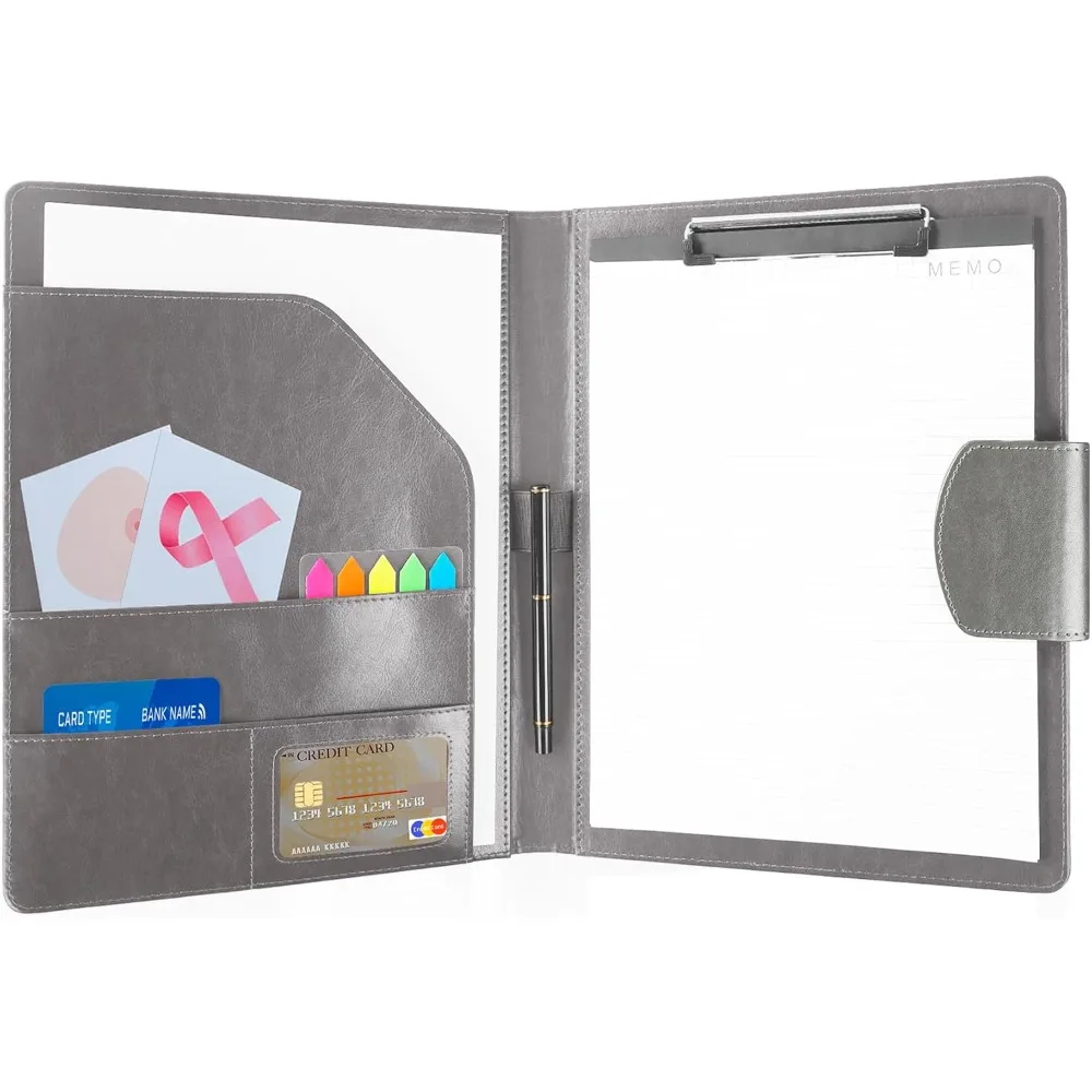 

A4 Padfolio Portfolio Leather Binder,Business Interview Legal Document Organizer with Magnetic Closure Cover with Letter Sized P