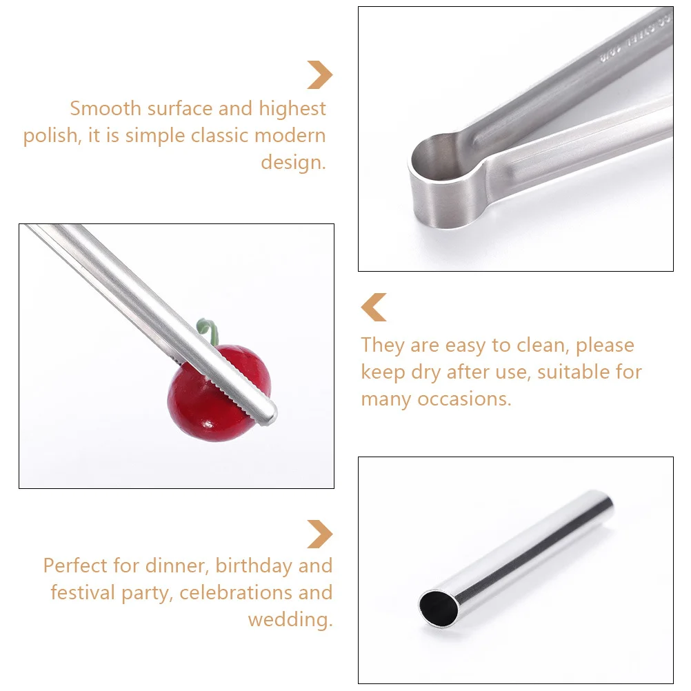 

2Sets Stainless Steel Food Clamp Anti-Slip Design Kitchen Serving Tong Multipurpose Food Clip for Parties Dinner Birthday