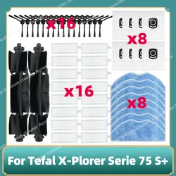 Compatible con Tefal x-plorer Serie 75 S + Robot aspirador rodillo Cepillo Lateral principal filtro Hepa paño de mopa accesorios piezas