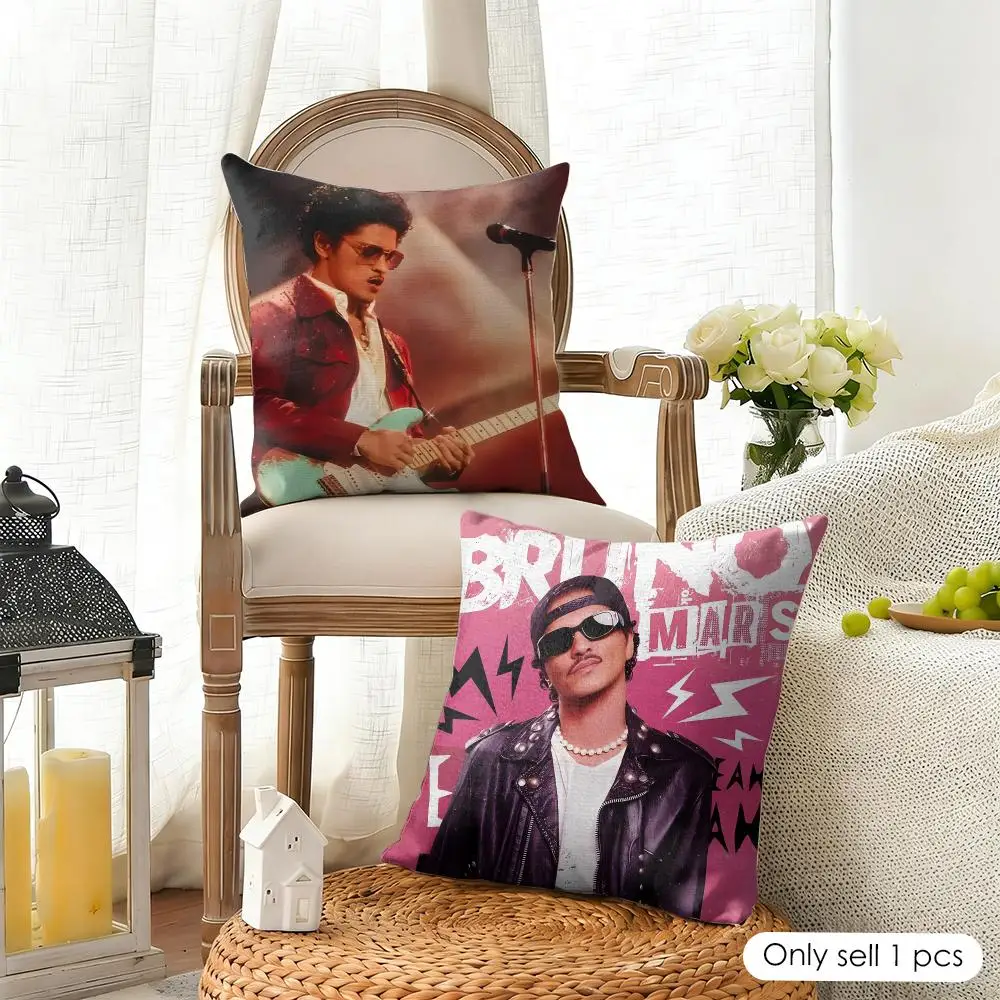 Singer B-Bruno Mars Cushion Cover Organic Linen Square Pillow Case Durable Non-Allergenic And Kind To Skin