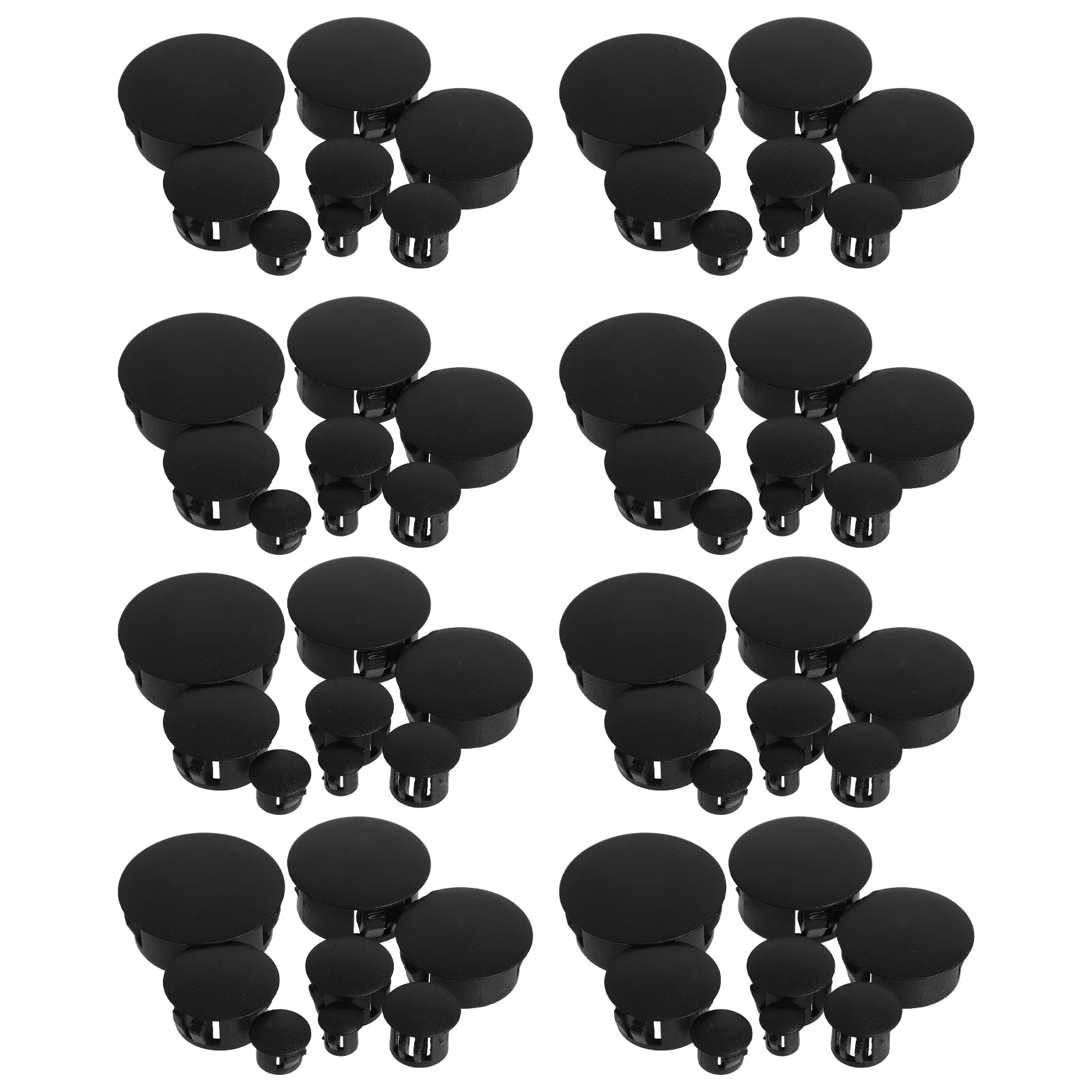 

160Pcs Nylon Plastic Hole Plugs Round Snap-in Screw Caps for Furniture Cabinet Door Covers Black Small Plastic Screw Caps