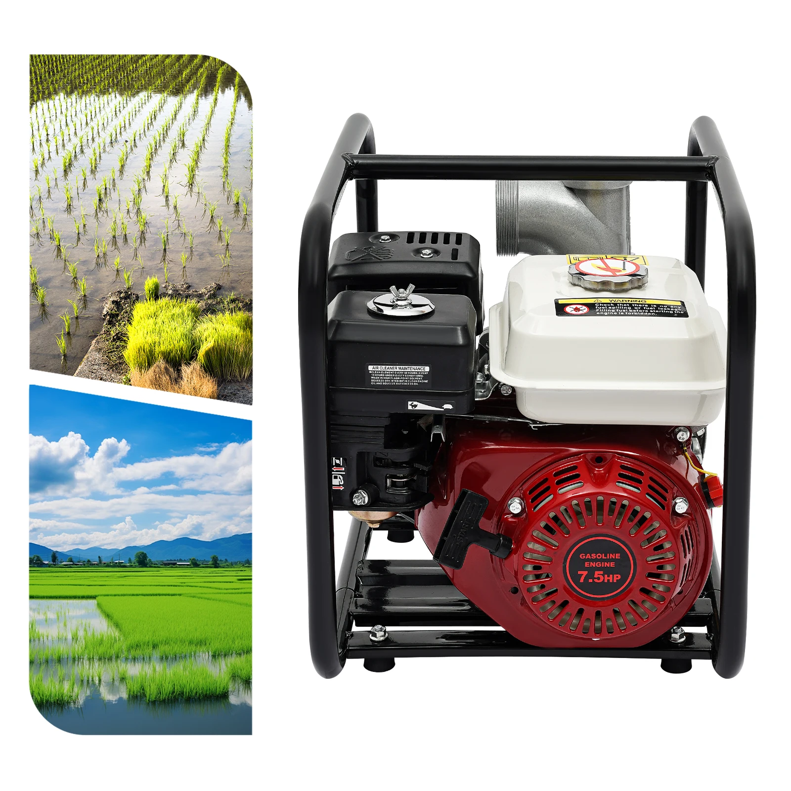 

4 Stroke Gasoline Engine Water Pump 3600rpm, 7.5HP 210CC 3inch 60m³/h Portable Semi-trash Water Transfer Pump, for Irrigation