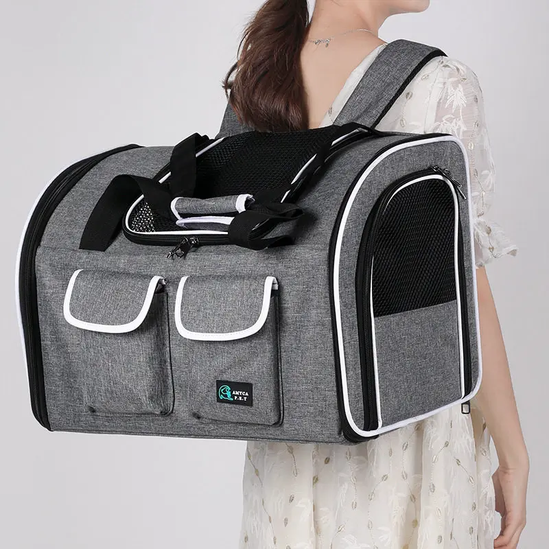 Large Pet Carrier Backpack for CatsDogs Portable Travel Bag, Double-Shoulder Cat Backpack with Handles for Outdoor, Vet Visit