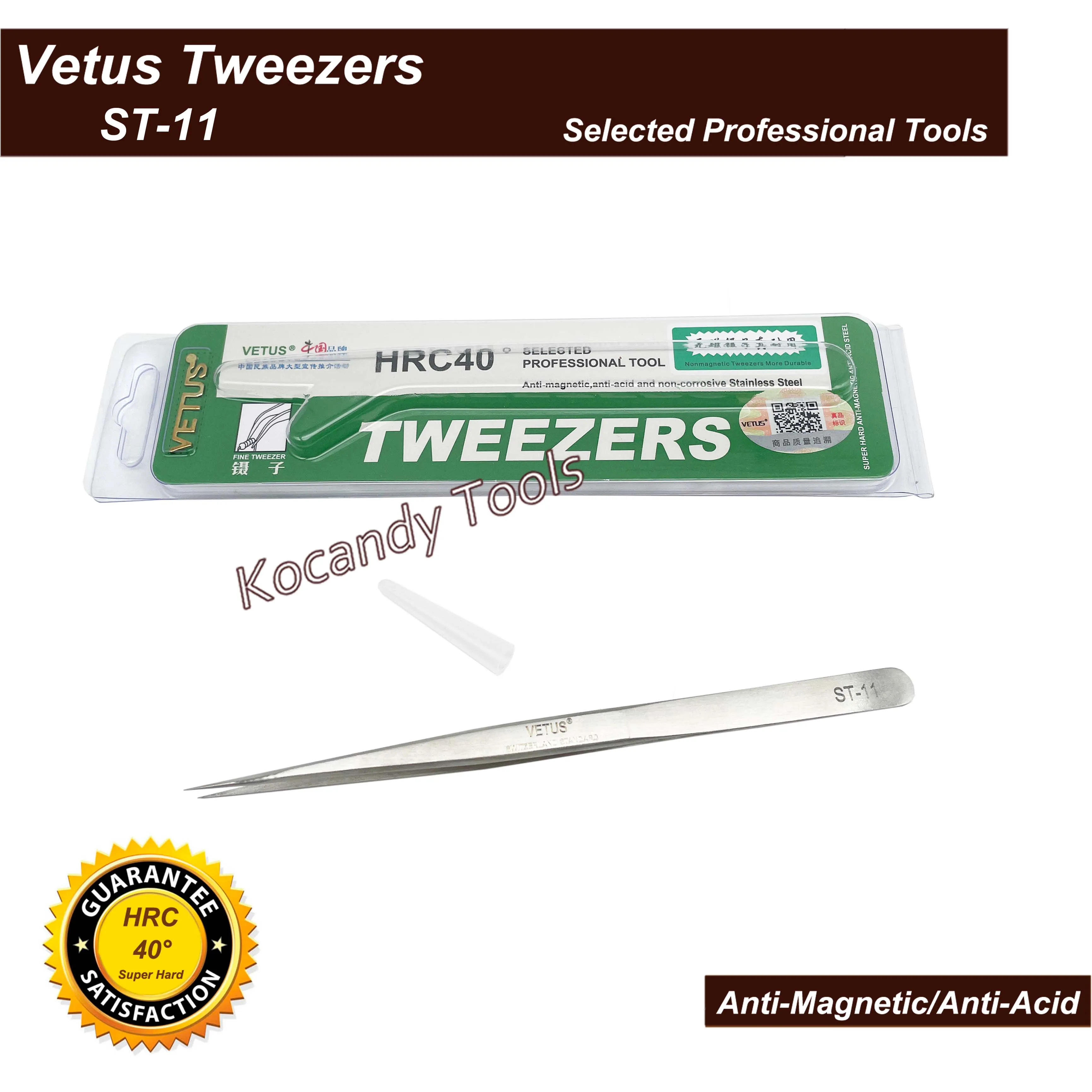 

VETUS TWEEZER ST-11 Super Fine Tip High Quality Stainless Steel Super Hard Anti-magnetic and Anti-Acid Precision Tweezers