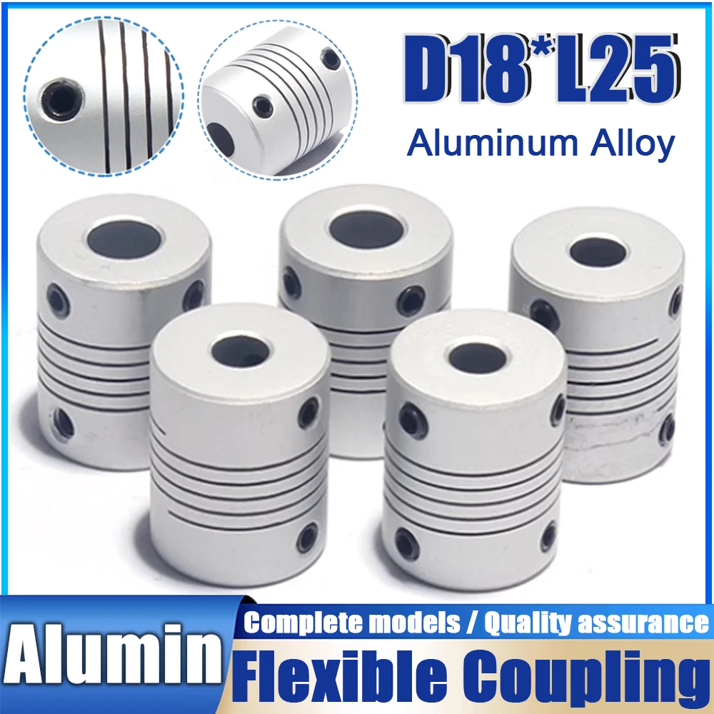 D18xL25 Aluminium Flexible Shaft Coupling Rigid 3 4 5mm 6mm 6.35mm 7mm 8mm CNC Stepper Motor Coupler Encoders Engraving Machine