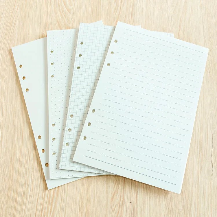 A5 A6 80 Sheet  Line Dot Grid Blank Loose Leaf Notebook Refill Spiral Binder Inner Page Inside Paper Stationery