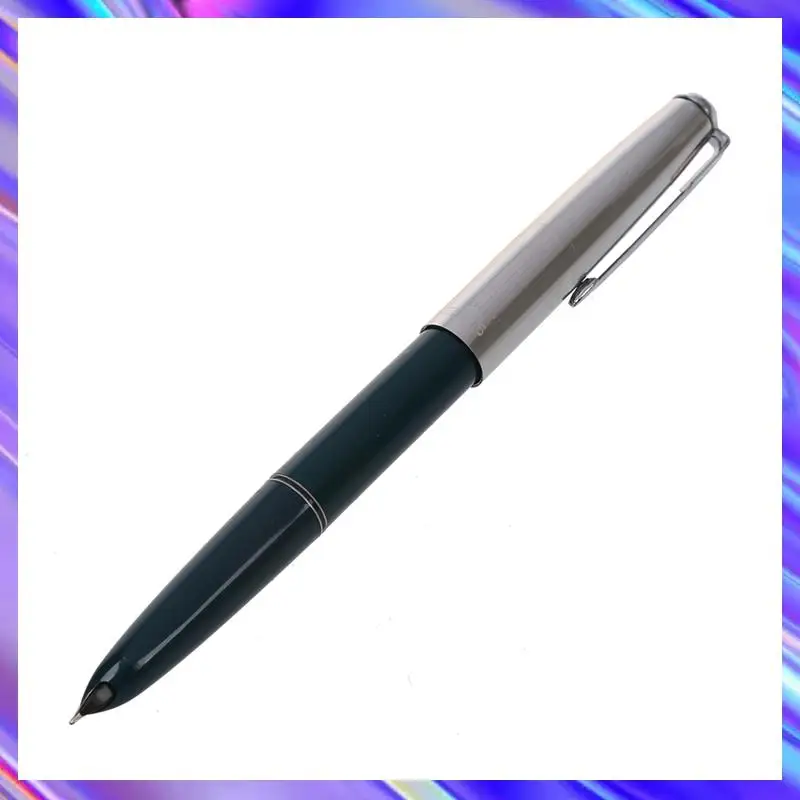 

5X 616 Fountain Pen Hooded Silver Nib Green Barrel Small Vintage