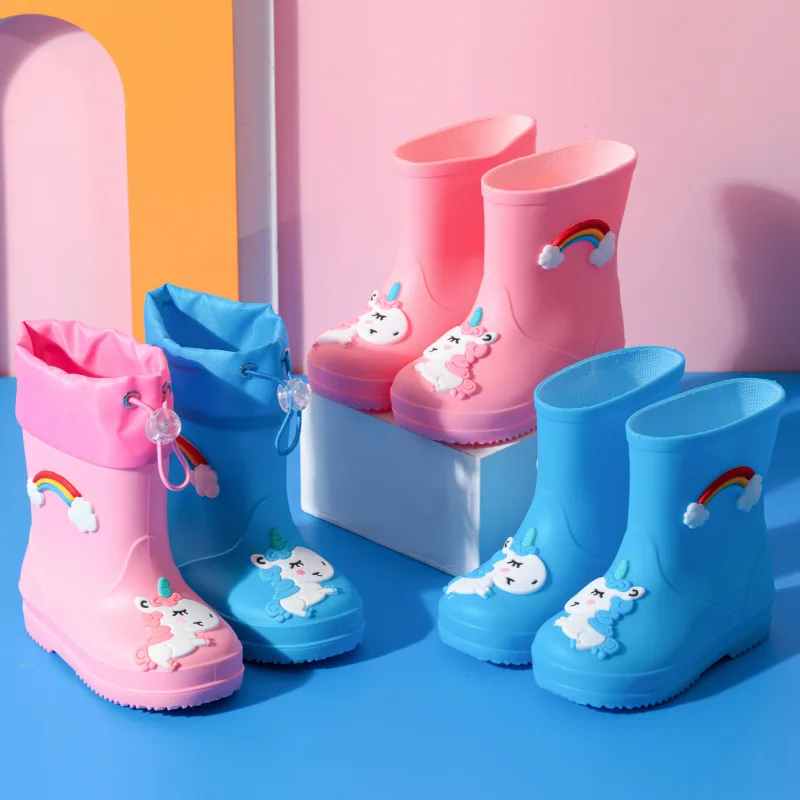 Children Rain Boots Baby Boys Girl PVC Non-slip Outdoor Cartoon Dinosaur Rain boots for Kids Waterproof Shoes Water boots girl