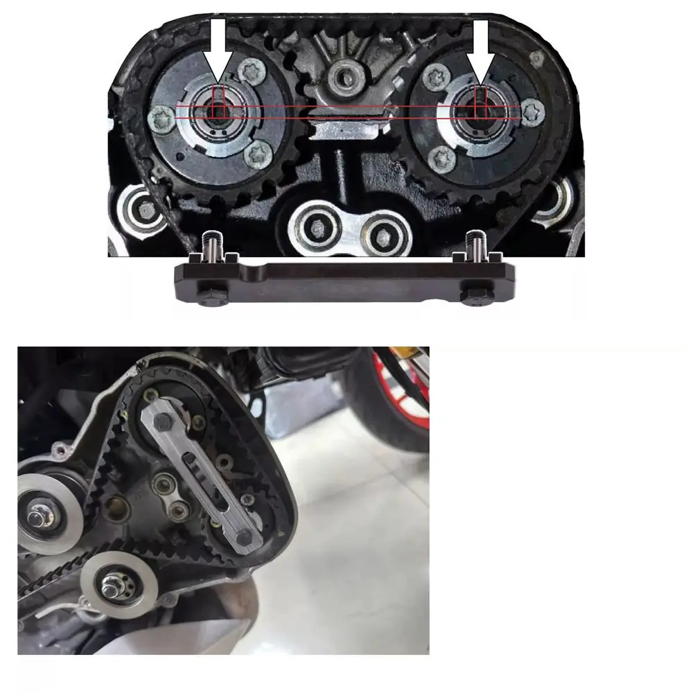 Coppia di strumenti di fasatura del rullo della cinghia per Ducati 88765.1623 Strumento di bloccaggio dell'albero di distribuzione, strumenti della cinghia di distribuzione del motore in acciaio