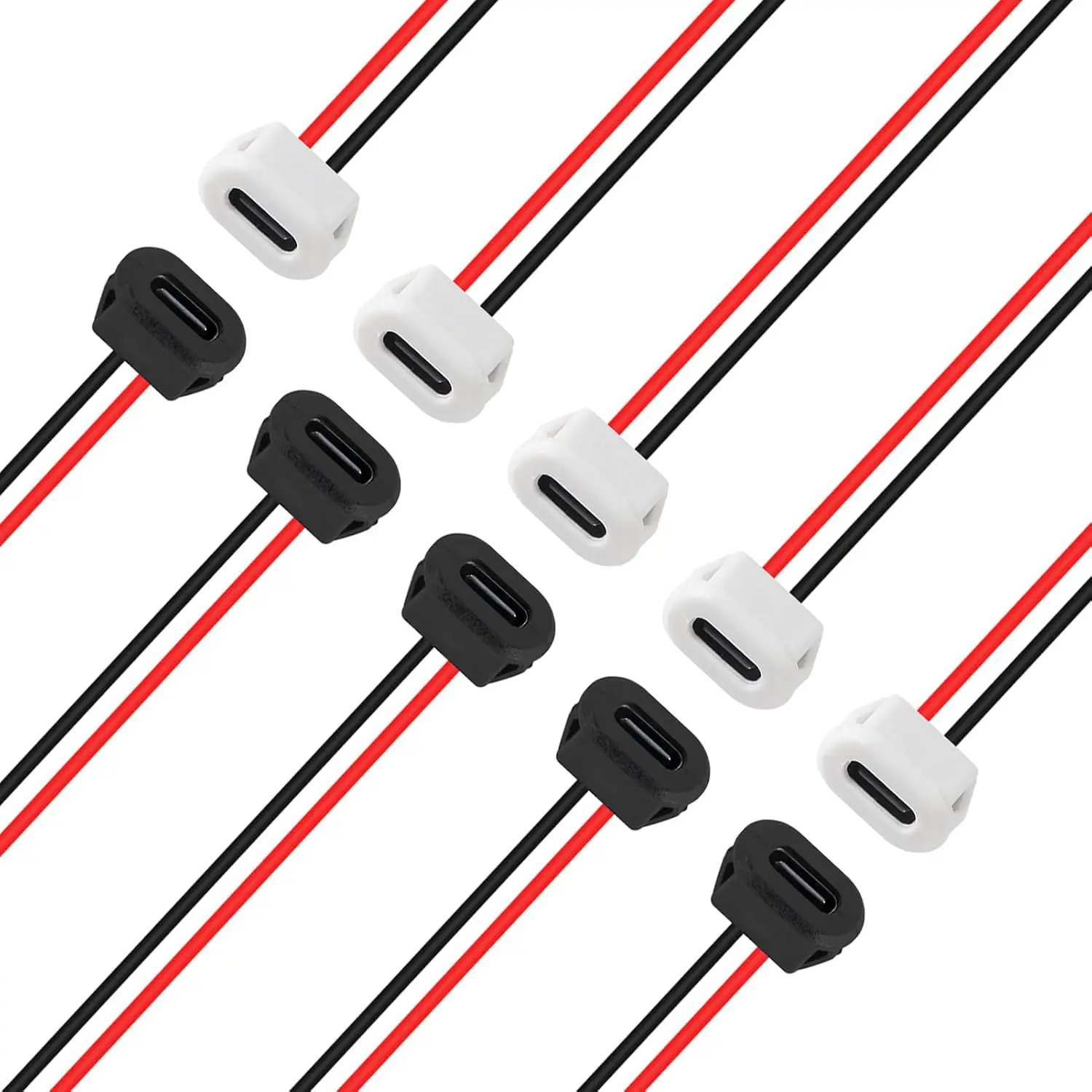 8PCS USB Power Connector USB-C Plug to 2 Pin Bare Wire Open End Connector Type C Female Chassis Waterproof Extension Power Cable