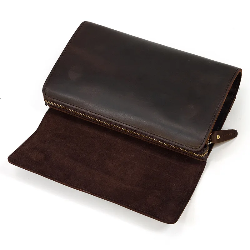 حقيبة يد من الجلد صدفي من كريزي هورس ذات سعة كبيرة وسحاب عتيق وسعة كبيرة وحقيبة يد رجال الأعمال متعددة الوظائف #3