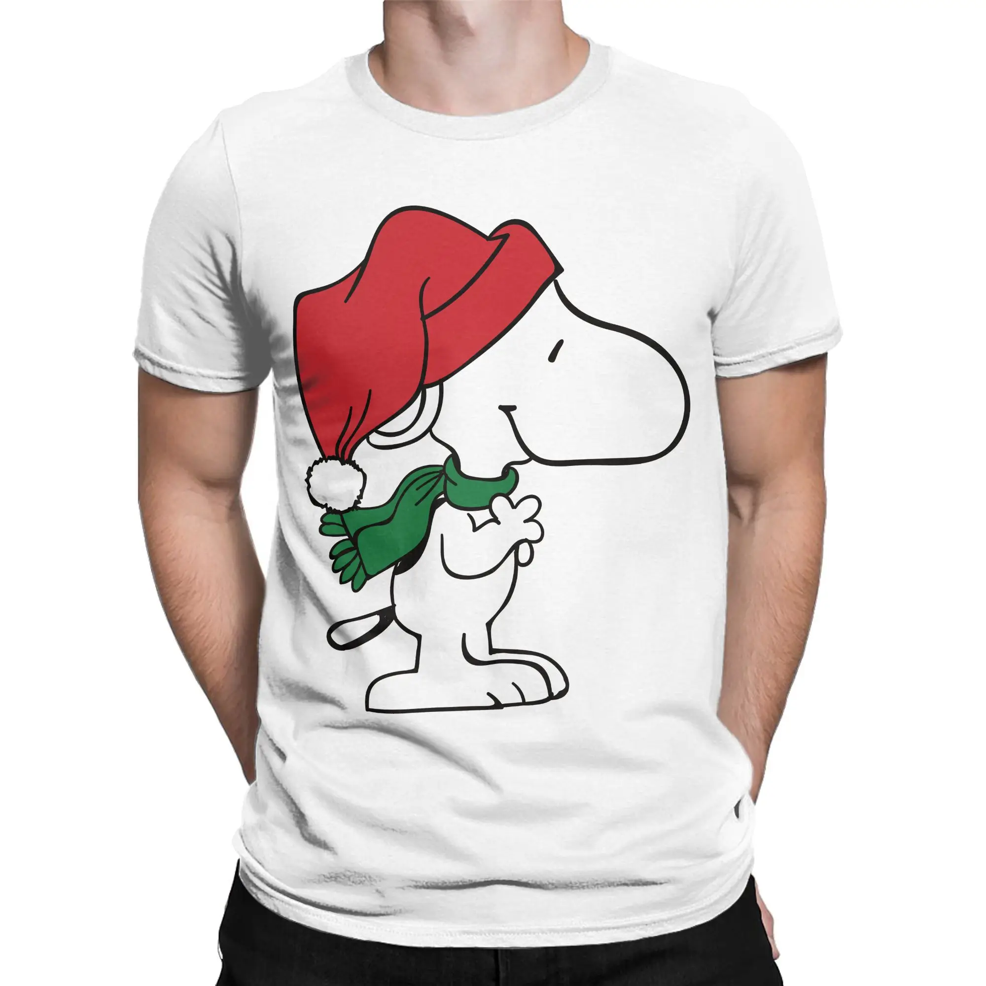 

Cartoon Snoopy Merry Christmas Men T Shirts Humor Tees Short Sleeve O Neck T-Shirts Cotton Gift Idea Clothes