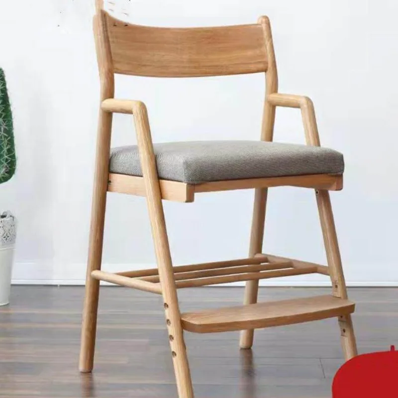 Solid wood chair Modern minimalist height adjustable study chair Soft bag Removable and washable household chair