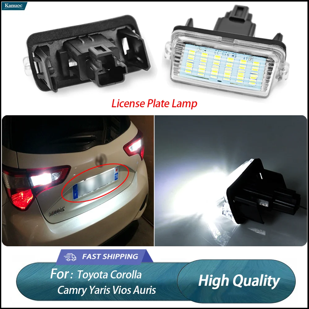 

2Pcs LED License Plate Lamp Kit For Toyota Corolla Camry Yaris Vios Auris