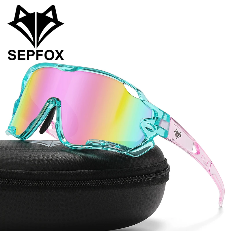 

SEPFOX Men Cycling Sunglasses For Fishing Hiking Running Driving Mirrored UV400 Glasses For Women Sports Goggles With EVA Box