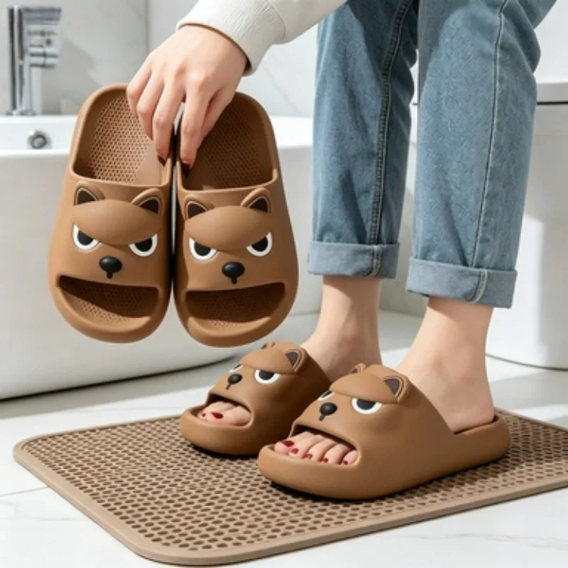 

Cute Cartoon Dog House Slippers Women 2026 Summer Funny Soft Sole Eva Indoor Slippers Woman Non-slip Platform Beach Sandals